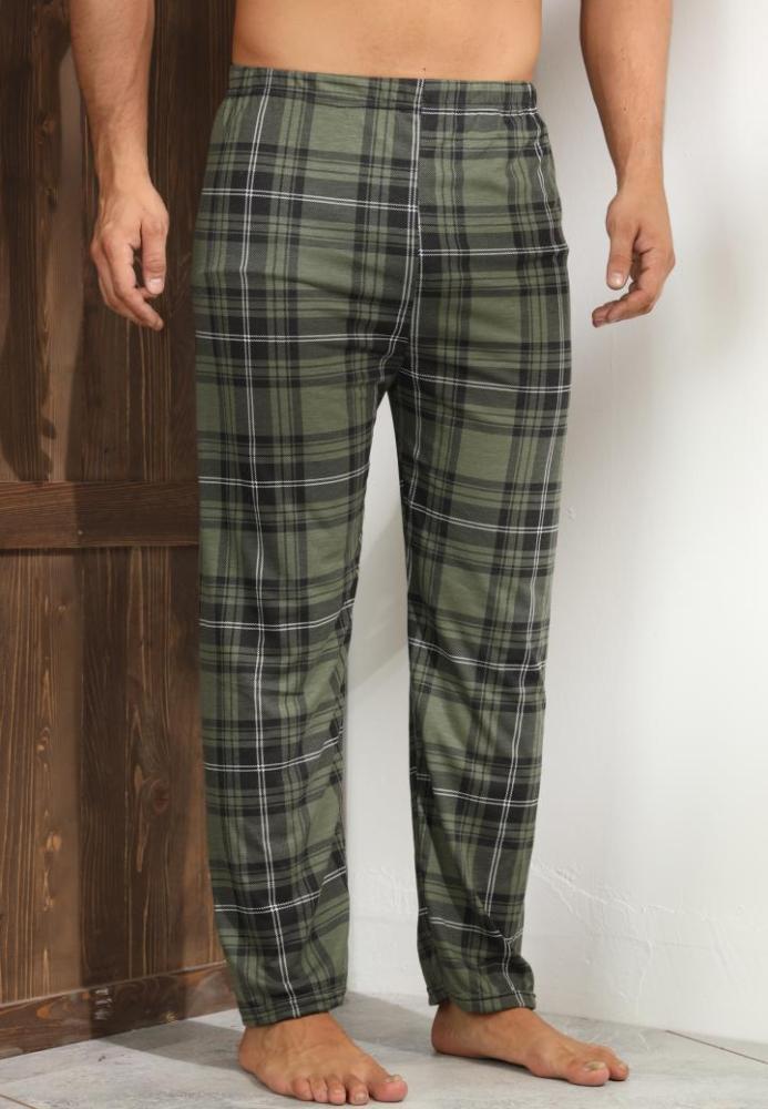 Pantaloni de Pijama ,Big Size ,Barbati ,Culoare Verde Inchis cu Alb,Engros